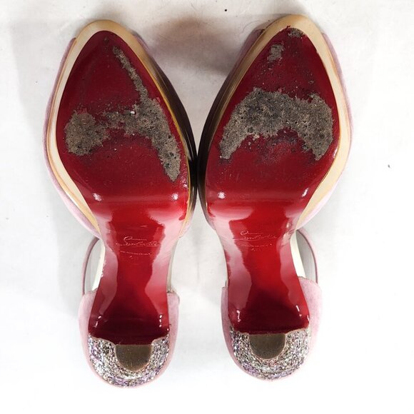 CHRISTIAN LOUBOUTIN Nenecheritza Glitter T-Strap Platform Sandals - Picture 10 of 10